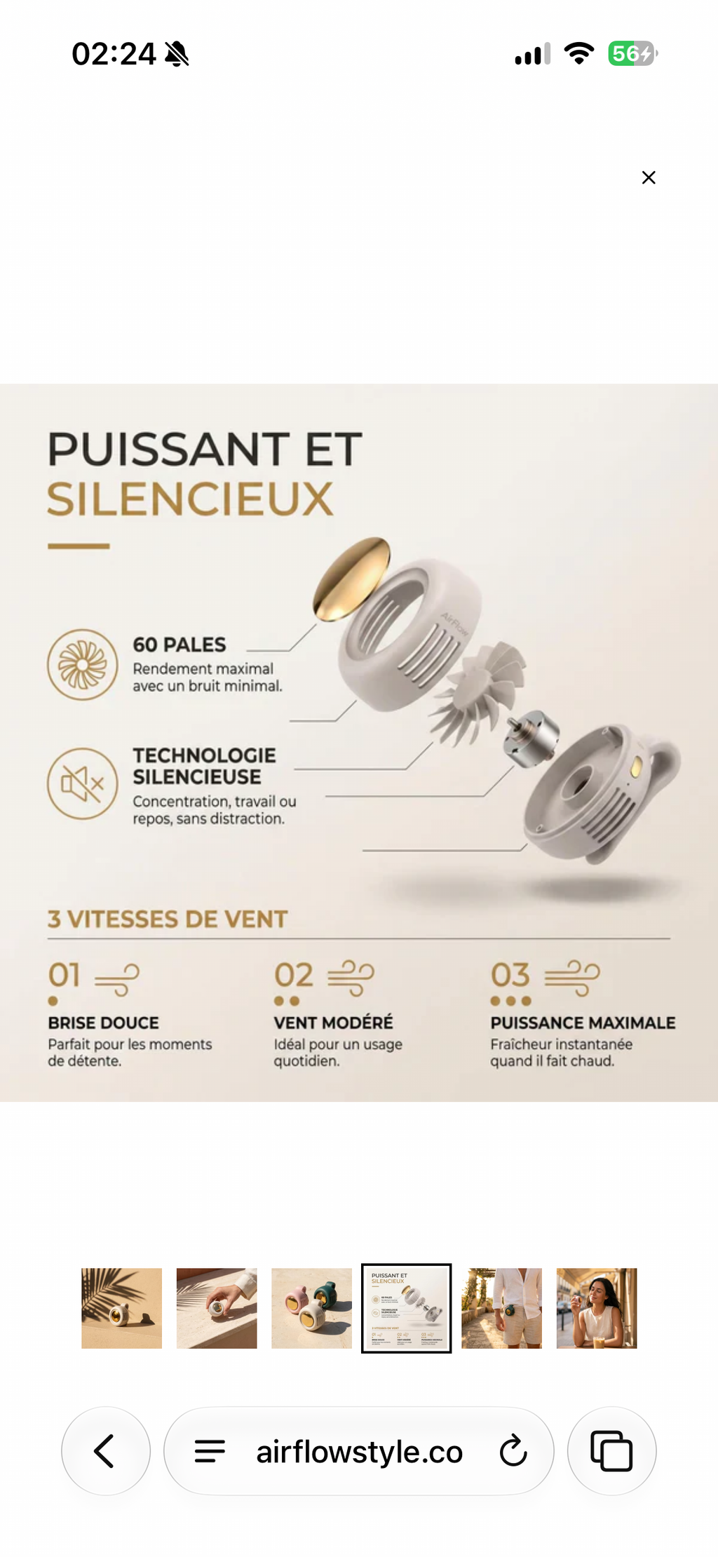 AirFlow Mini Ventilateur 360°